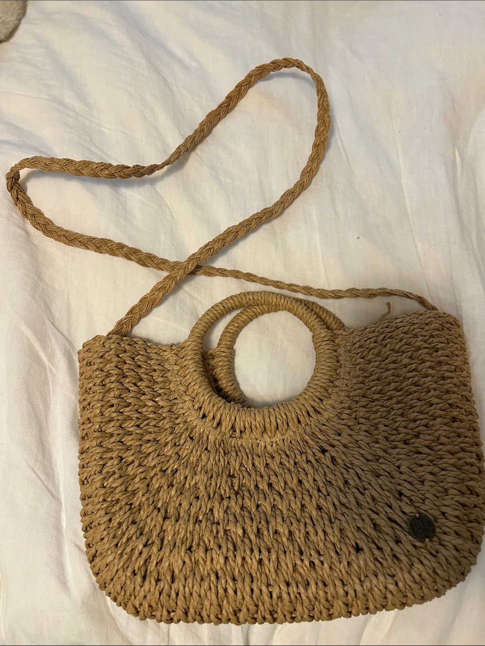Billabong Woven Round-Handle Crossbody Bag - Tan